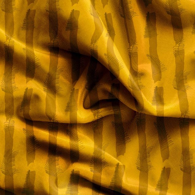 gordijnen patronen Fern Illustration With Stripes - Warm Yellow