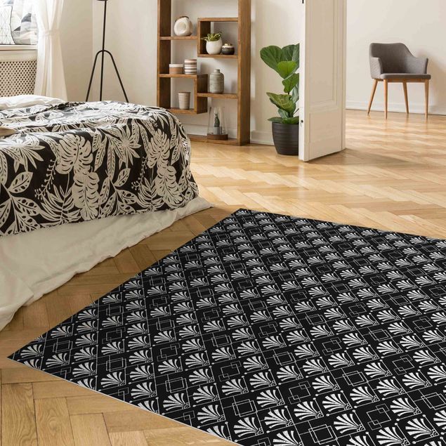 tapijt modern Glitter Look With Art Deko Pattern On Black