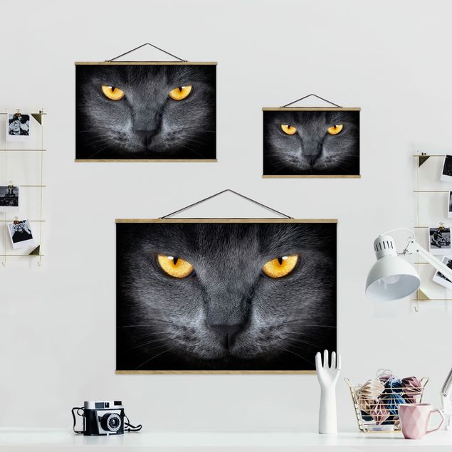 Stoffen schilderij met posterlijst Cat's Gaze