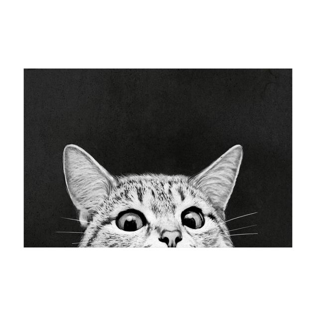 kleed eetkamer Illustration Cat Black And White Drawing