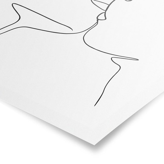 Posters Line Art Kiss Faces Black And White