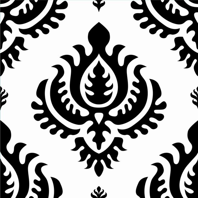 Meubelfolien Neo Baroque Black And White Damask Pattern