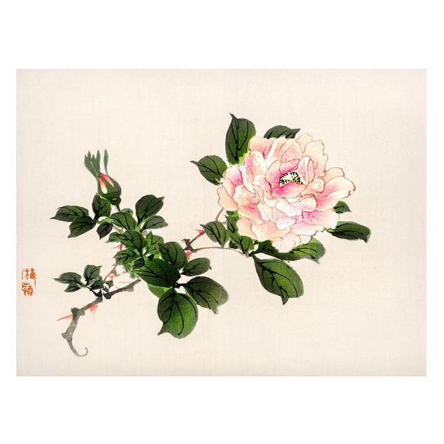 Magneetborden Asian Vintage Drawing Pink Rose