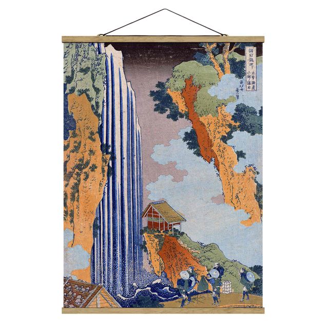 Stoffen schilderij met posterlijst Katsushika Hokusai - Ono Waterfall on the Kisokaidô