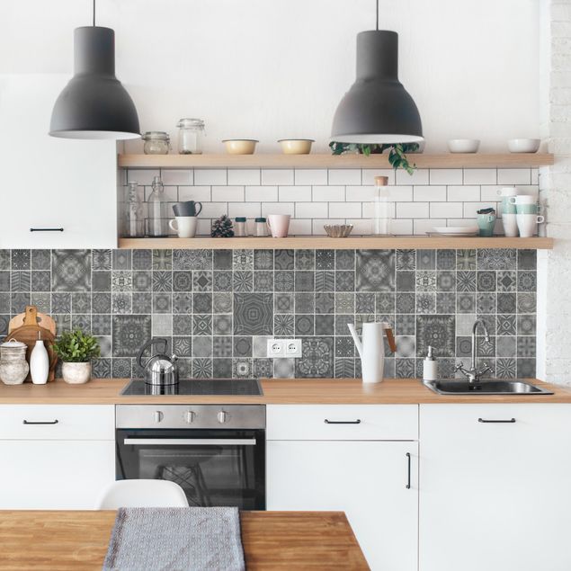 Achterwand in keuken Grey Jungle Tiles With Silver Shimmer II