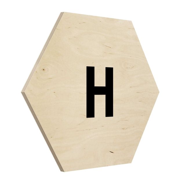 Hexagons houten schilderijen Letter White H