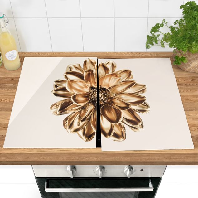 Kookplaat afdekplaten Dahlia Flower Gold Metallic