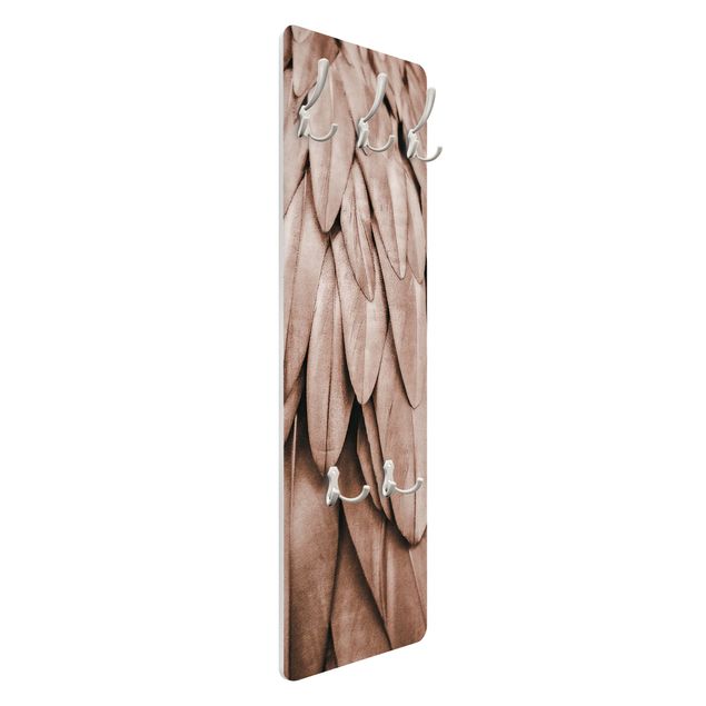 Wandkapstokken houten paneel Feathers In Rosegold