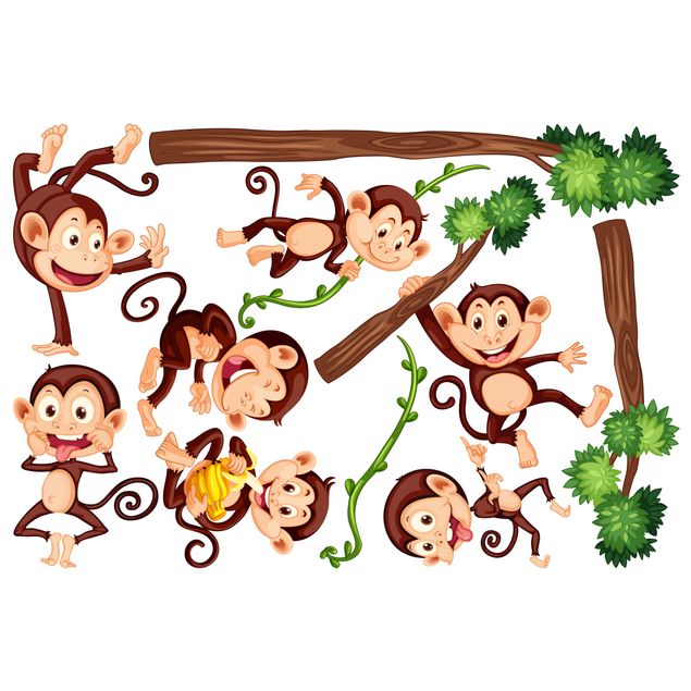 Raamstickers Monkey Family