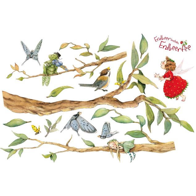 Raamstickers Little Strawberry Strawberry Fairy - With Tree Fairy And Heupferd
