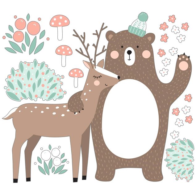 Raamstickers Forest Friends With Bear And Deer