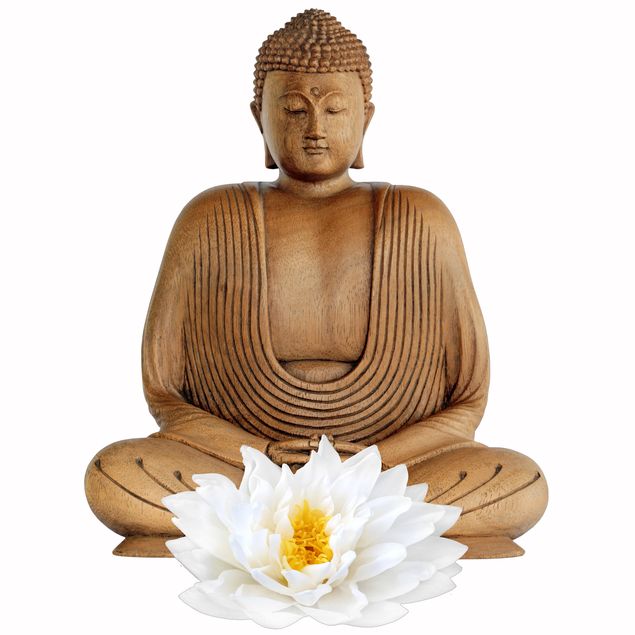 Raamstickers Wooden Lotus Buddha