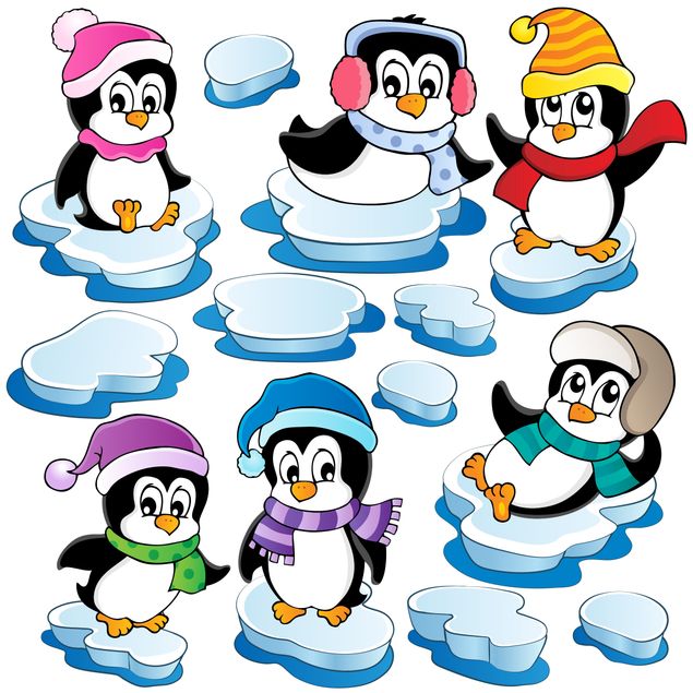 Raamstickers Penguin Winter Set