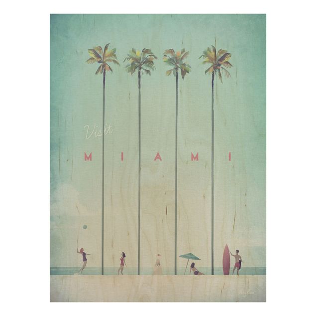 Houten schilderijen Travel Poster - Miami
