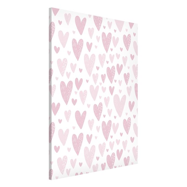 Magneetborden Small And Big Drawn Light Pink Hearts