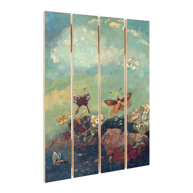 Houten schilderijen op plank Odilon Redon - Butterflies