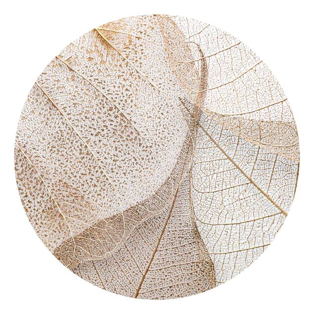 Behangcirkel Delicate Leaf Structure In Gold