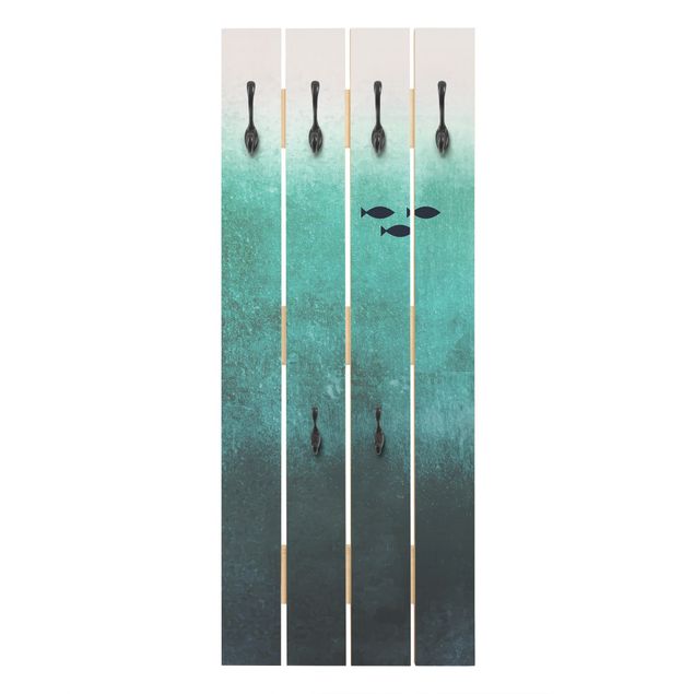 Wandkapstokken houten pallet Fish In The Deep Sea