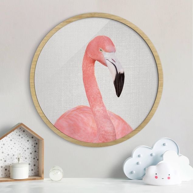 Runde Bilder mit Rahmen Flamingo Fabian