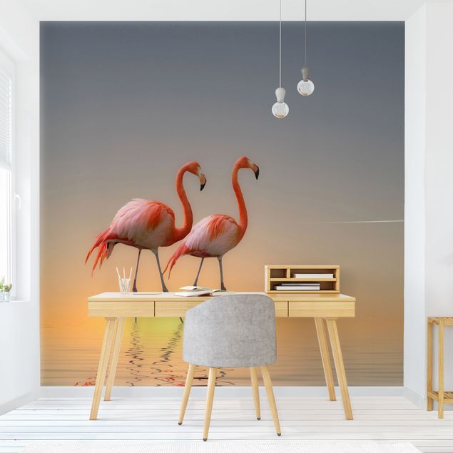 Fotobehang Flamingo Love