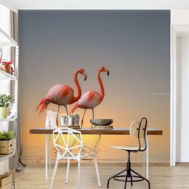 Fotobehang Flamingo Love