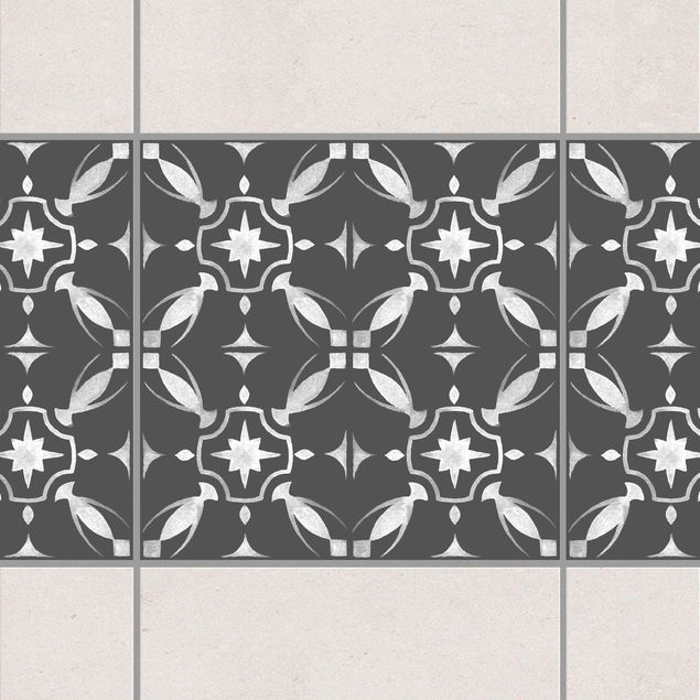 Tegelstickers Dark Gray White Pattern Series No.01
