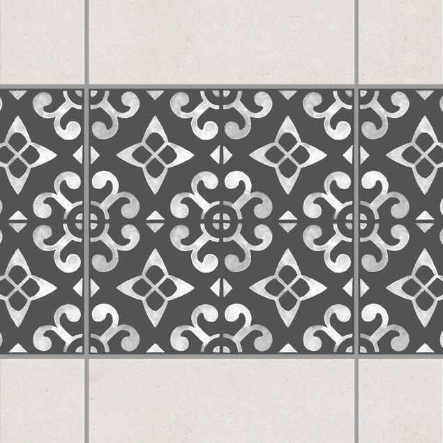 Tegelstickers Dark Gray White Pattern Series No.05