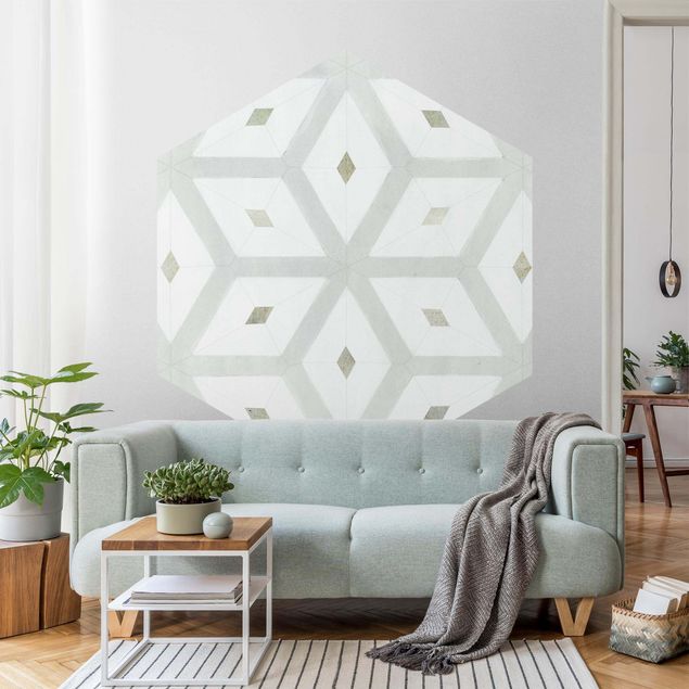 Hexagon Behang Tiles From Sea Glass