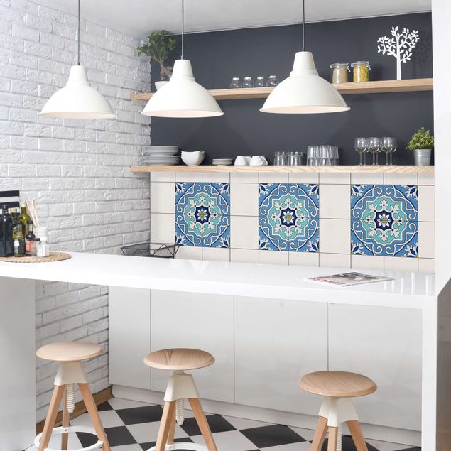 Tegelstickers Tile Sticker Set - Mediterranean tiles mirror blue