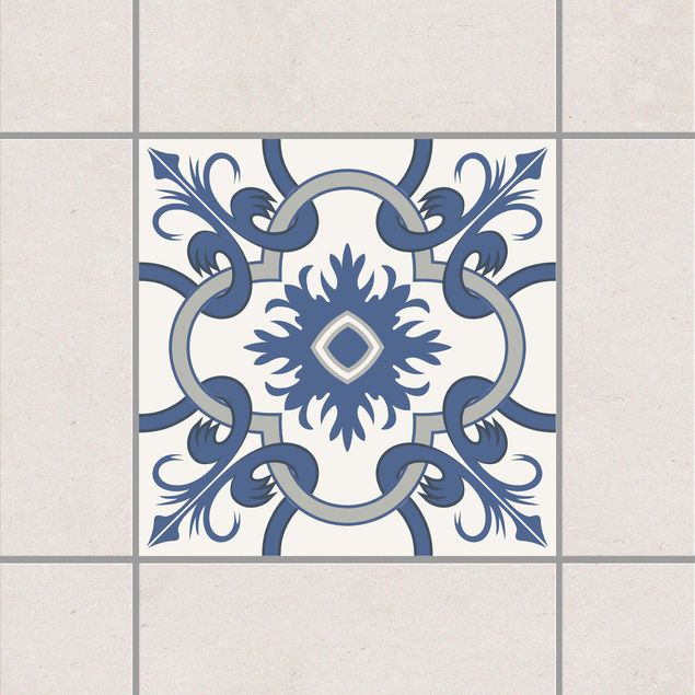 Tegelstickers Spanish tiled backsplash crème blue