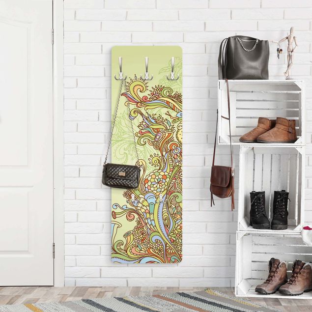 Wandkapstokken houten paneel Floral Illustration