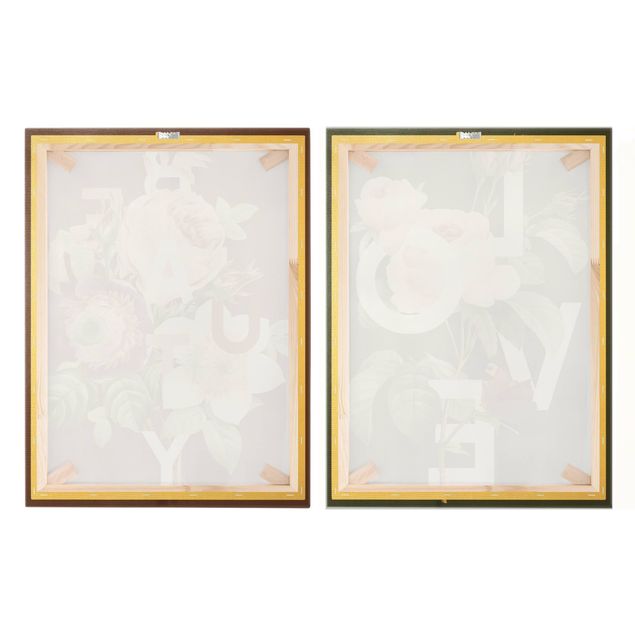 Canvas schilderijen - 2-delig  Floral Typography - Love & Beauty