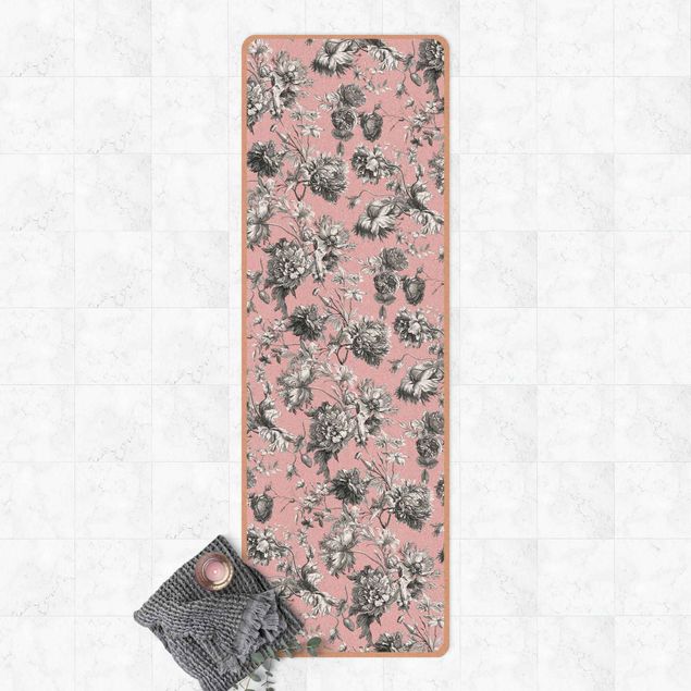 natuur tapijt Floral Copper Engraving Greyish Pink