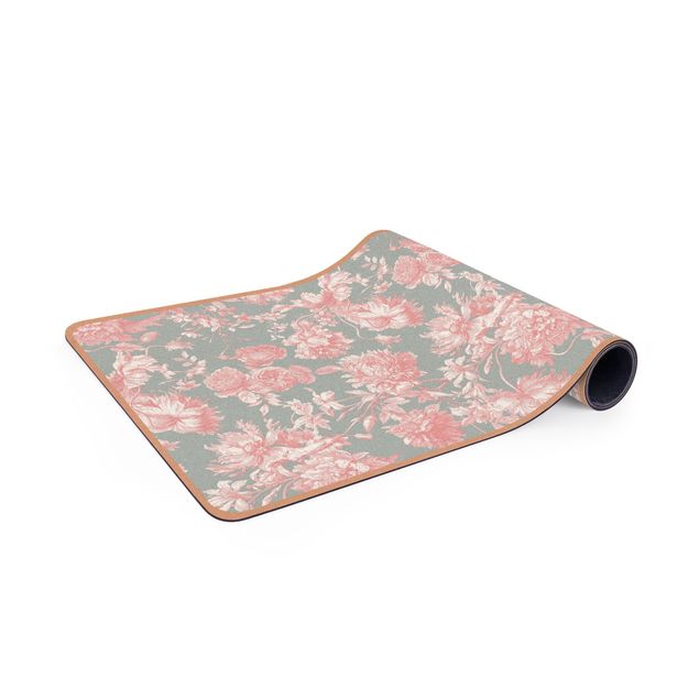 natuur tapijt Floral Copper Engraving Pink Grey