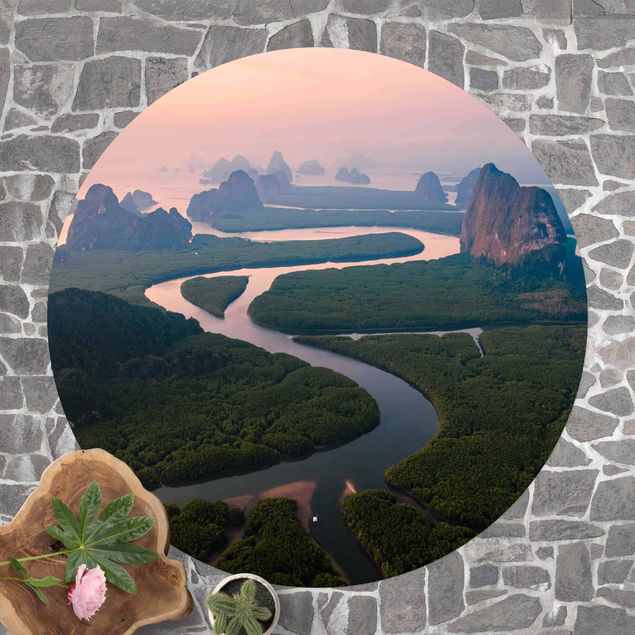 Balkonkleden River Landscape In Thailand