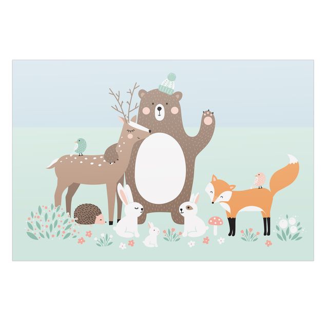 Raamfolie - Forest Friends with forest animals blue