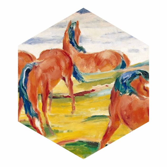Hexagon Behang Franz Marc - Grazing Horses