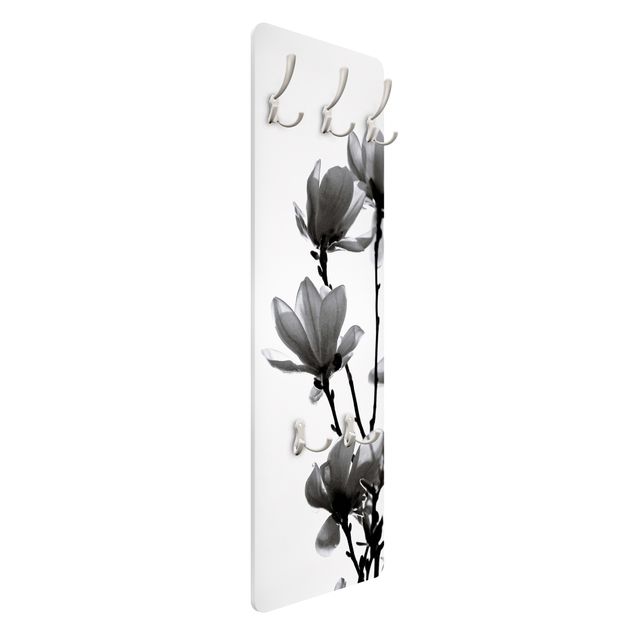 Wandkapstokken houten paneel Herald Of Spring Magnolia Black And White