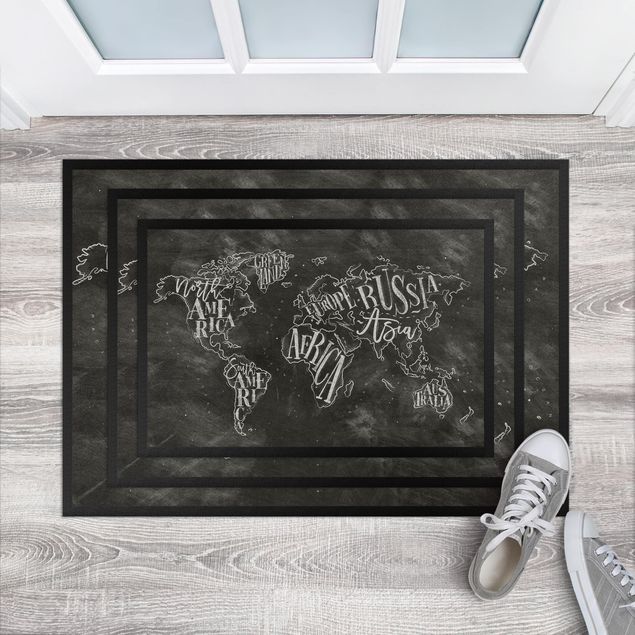 Vloerkleed wereldkaart Chalk World Map