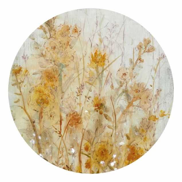 Behangcirkel - Yellow Meadow Of Wild Flowers