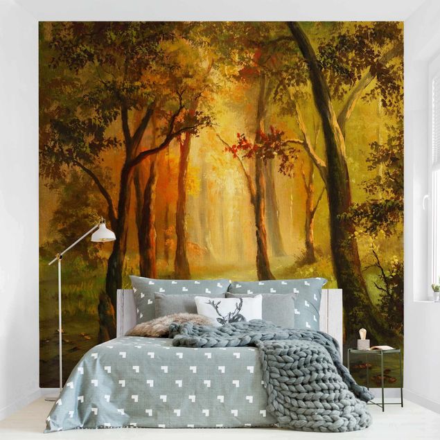 Fotobehang Painting Of A Forest Clearing