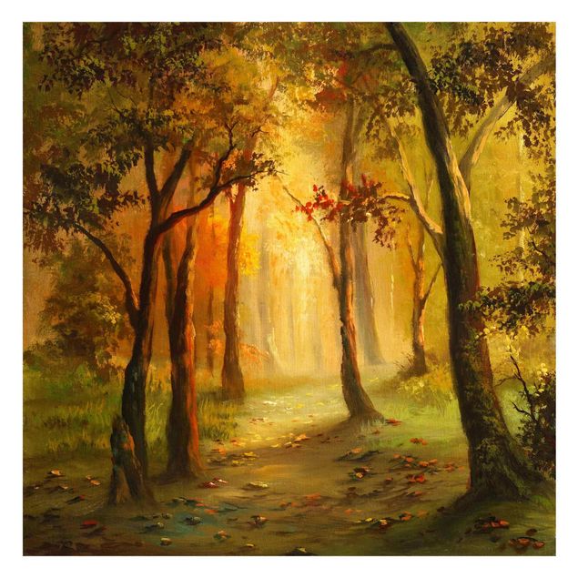 Fotobehang Painting Of A Forest Clearing