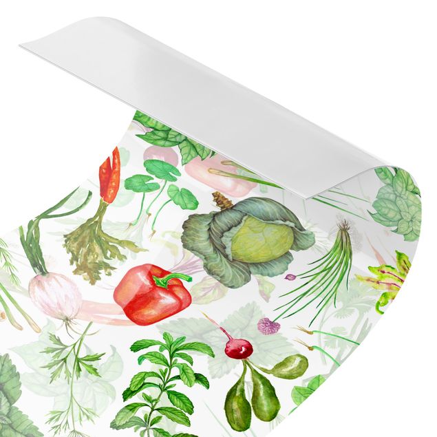 Keukenachterwanden Vegetables And Herbs Illustration