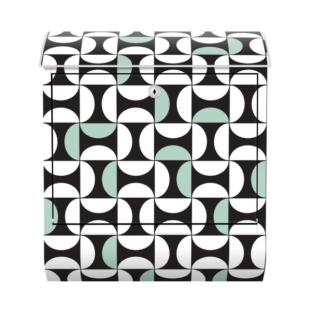 Brievenbussen Geometrical Tile Arches Mint Green With Border