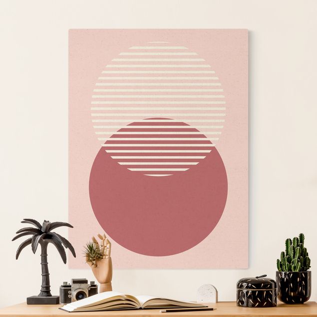 Canvas schilderijen - Goud Geometrical Shapes - Circles Pink