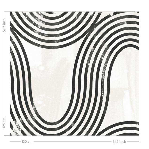 raamgordijn Geometrical Waves Black And White II