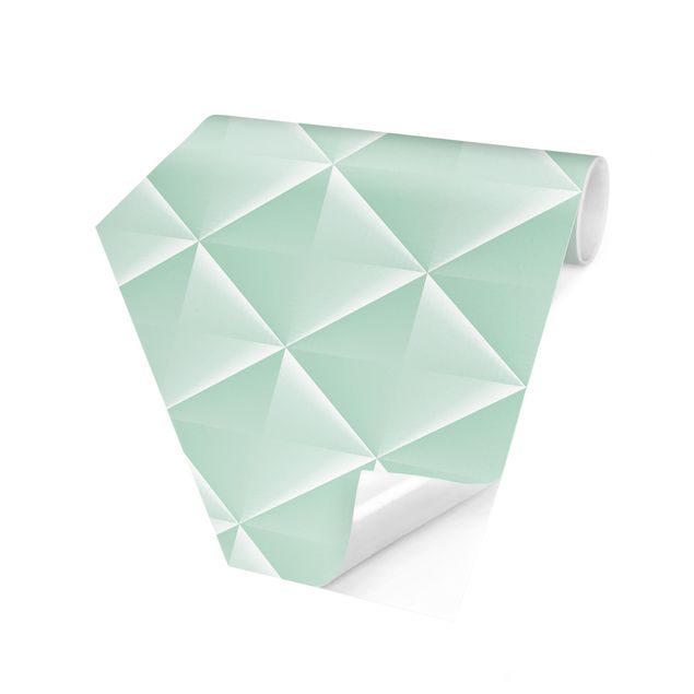 Hexagon Behang Geometric 3D Diamond Pattern In Mint