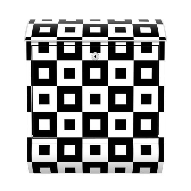 Brievenbussen Geometrical Pattern Of Black And White Squares,