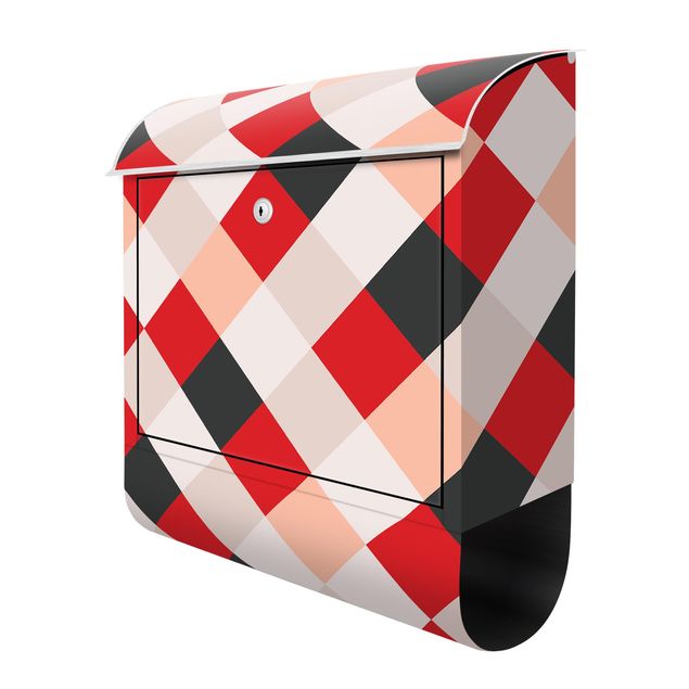 Brievenbussen Geometrical Pattern Rotated Chessboard Red