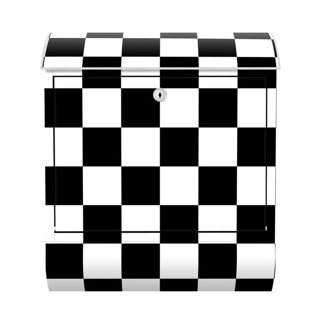 Brievenbussen Geometrical Pattern Chessboard Black And White